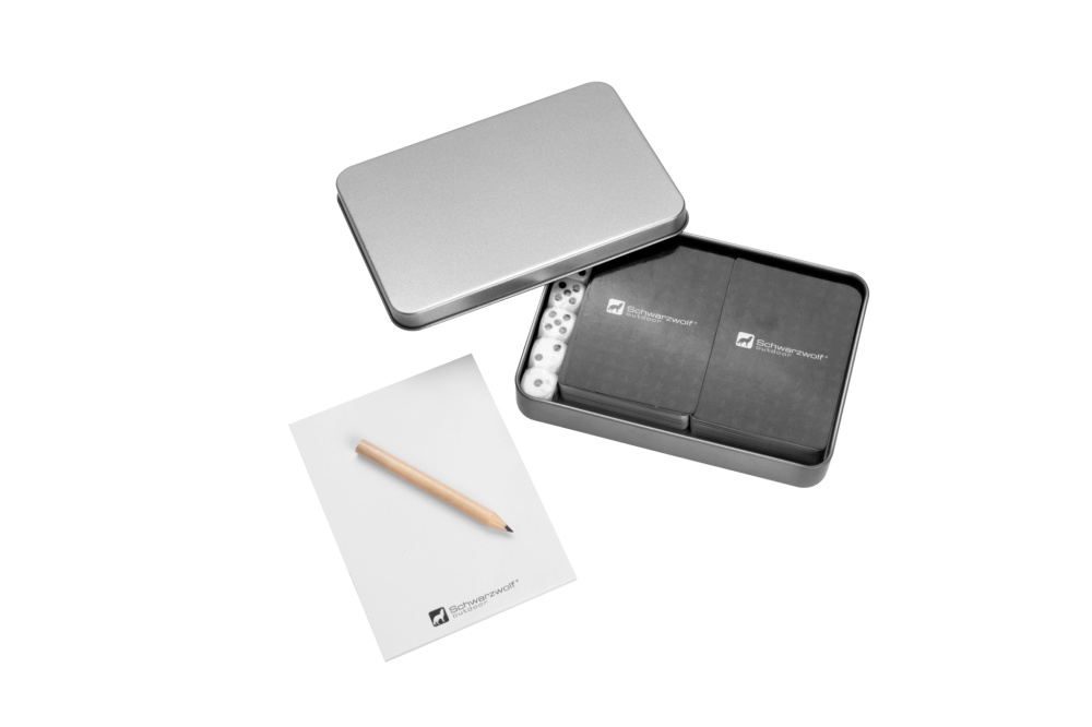 Logo trade promotional products picture of: Set of playing cards and dice MURRAY Schwarzwolf