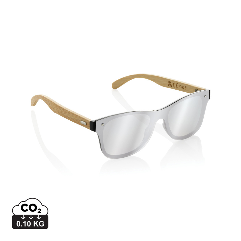 Logo trade business gift photo of: Prism RCS recycled plastic sunglasses with bamboo frame
