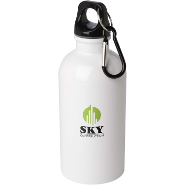 Logotrade advertising product picture of: Oregon 400 ml RCS certified single wall stainless steel water bottle with carabiner