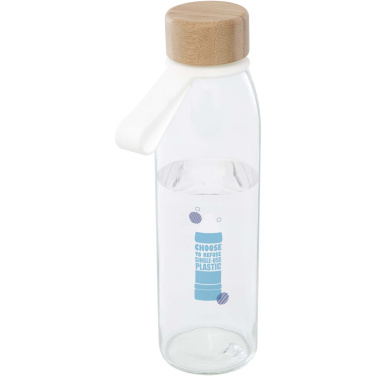 Logo trade advertising products image of: Porto 500 ml glass water bottle with silicone handle and bamboo lid