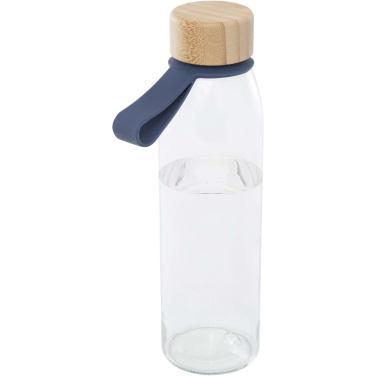 Logotrade advertising products photo of: Porto 500 ml glass water bottle with silicone handle and bamboo lid