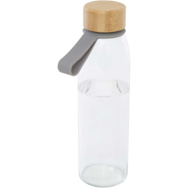 Logotrade promotional product image of: Porto 500 ml glass water bottle with silicone handle and bamboo lid
