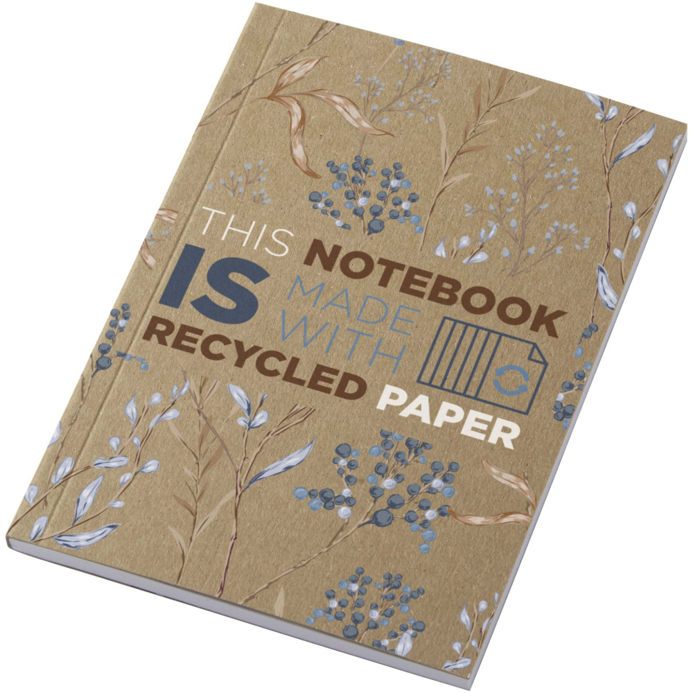 Logo trade promotional merchandise picture of: Novella Austen A6 recycled soft cover kraft notebook - 50 sheets