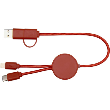 Logo trade business gifts image of: Citala 5-in-1 recycled plastic 30 cm data sync and 27W fast charge cable