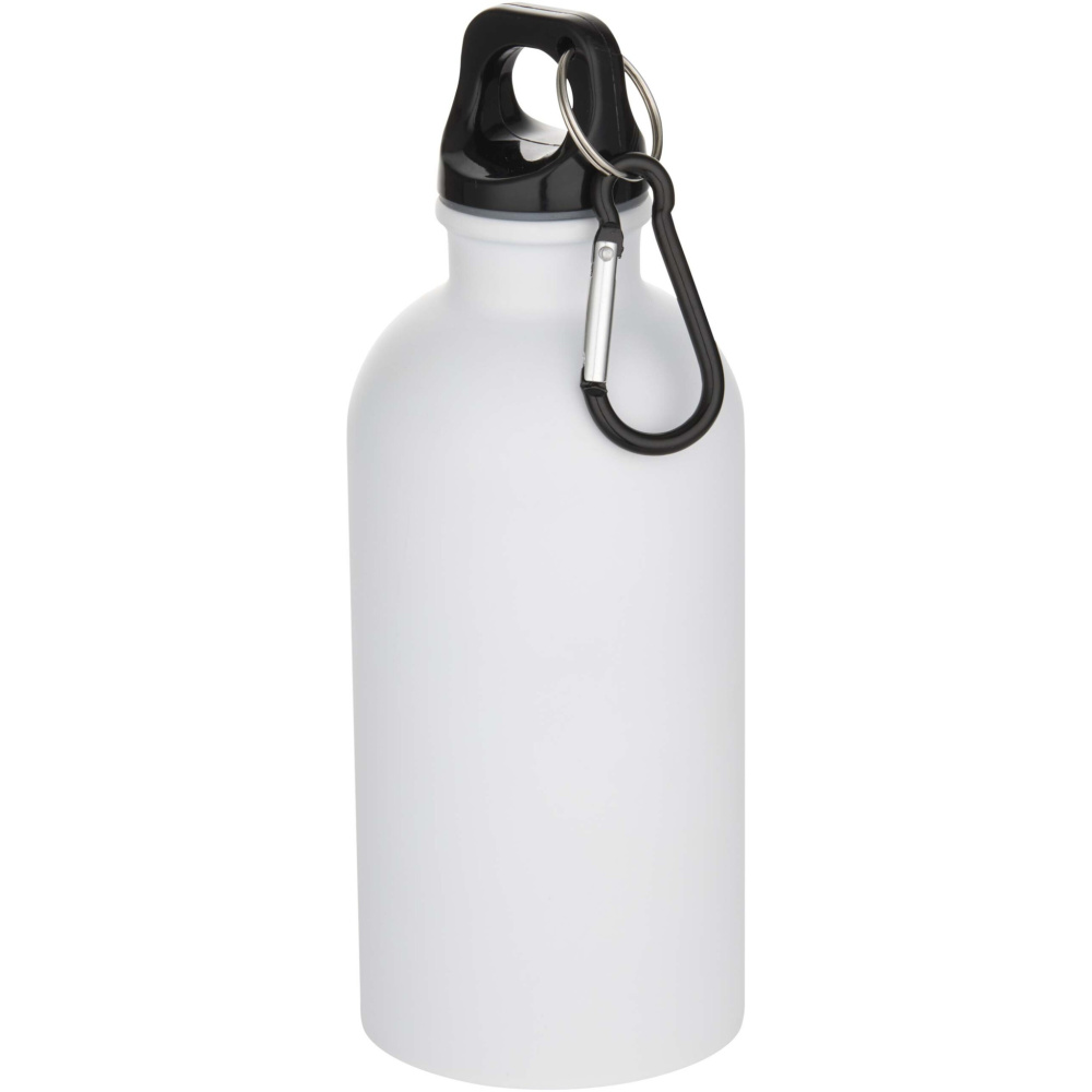 Logotrade business gift image of: Oregon 400 ml matte RCS recycled single wall stainless steel water bottle with carabiner