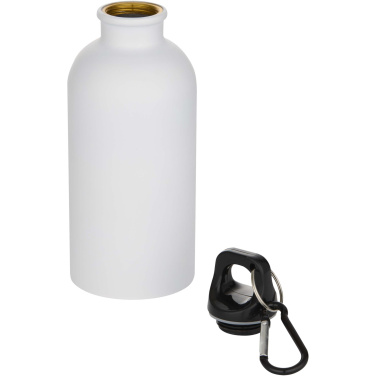Logotrade promotional gift picture of: Oregon 400 ml matte RCS recycled single wall stainless steel water bottle with carabiner