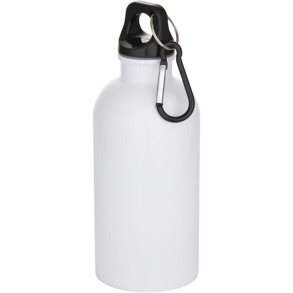 Logo trade advertising products image of: Oregon 400 ml sublimation RCS recycled single wall stainless steel water bottle with carabiner