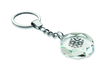 Logo trade advertising product photo of: Glass round award key ring