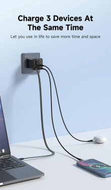 Logo trade corporate gift photo of: Urban Vitamin Mendocino 65W GaN charger retractable cable