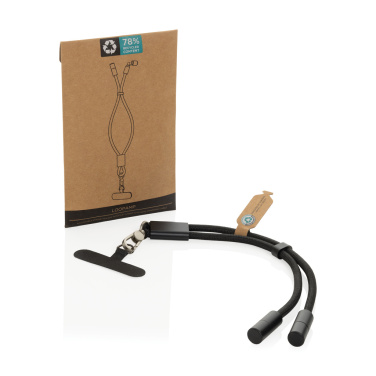 Logo trade corporate gifts picture of: LoopAmp RCS RPET adjustable phone wrist strap 60W cable