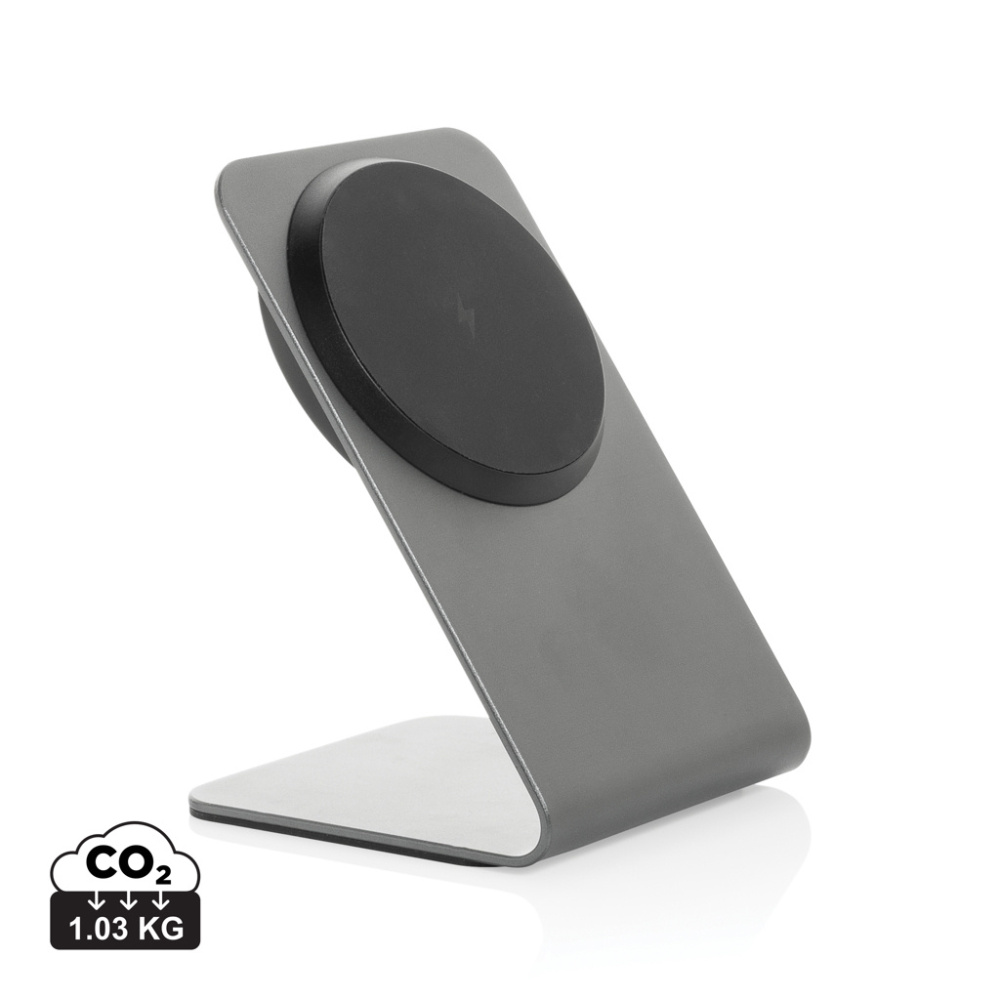 Logotrade promotional giveaways photo of: Terra aluminium 15W magnetic wireless charging phone stand