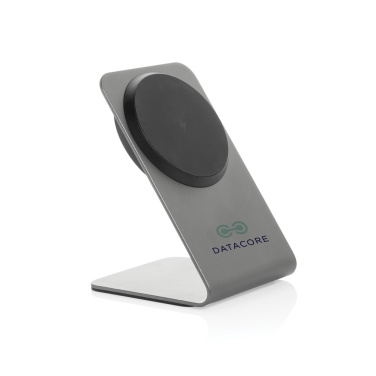 Logo trade promotional giveaway photo of: Terra aluminium 15W magnetic wireless charging phone stand