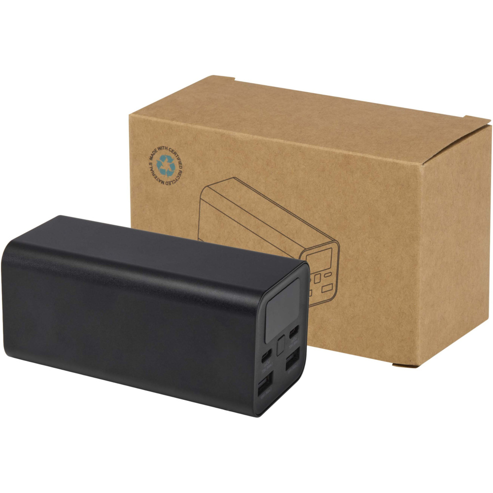 Logotrade promotional item image of: Acamar 20.000 mAh 70W recycled aluminium laptop power bank