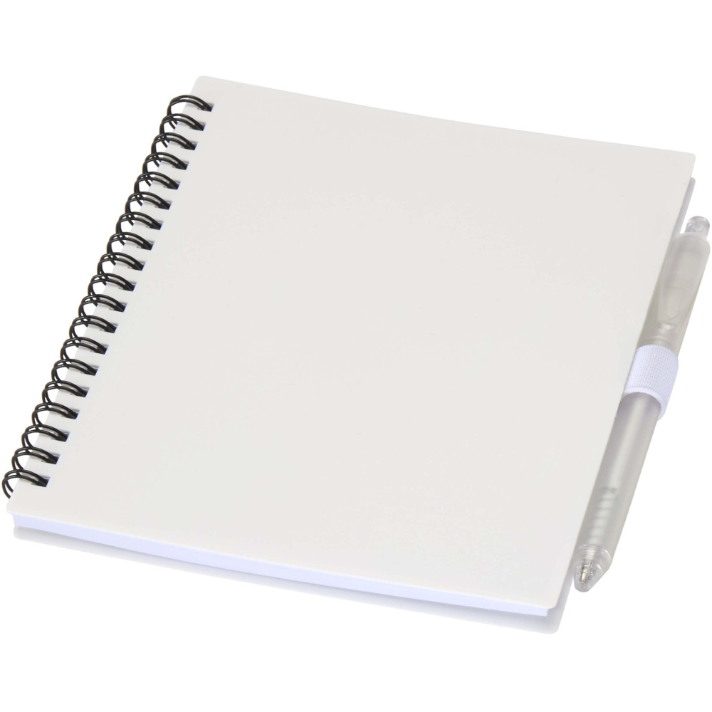 Logo trade promotional products image of: Niove recycled plastic soft cover notebook and ballpoint pen set (blue ink)
