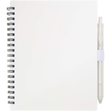 Logotrade advertising product picture of: Niove recycled plastic soft cover notebook and ballpoint pen set (blue ink)