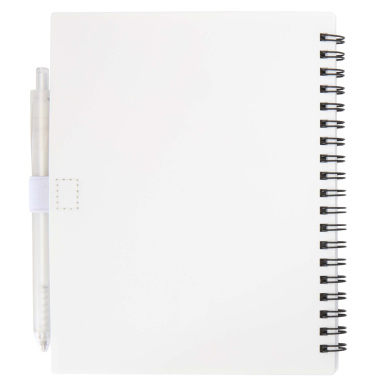 Logo trade promotional merchandise photo of: Niove recycled plastic soft cover notebook and ballpoint pen set (blue ink)