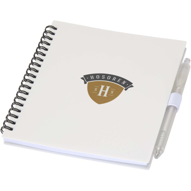 Logotrade promotional merchandise image of: Niove recycled plastic soft cover notebook and ballpoint pen set (blue ink)