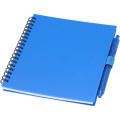 Niove recycled plastic soft cover notebook and ballpoint pen set (blue ink), Blue