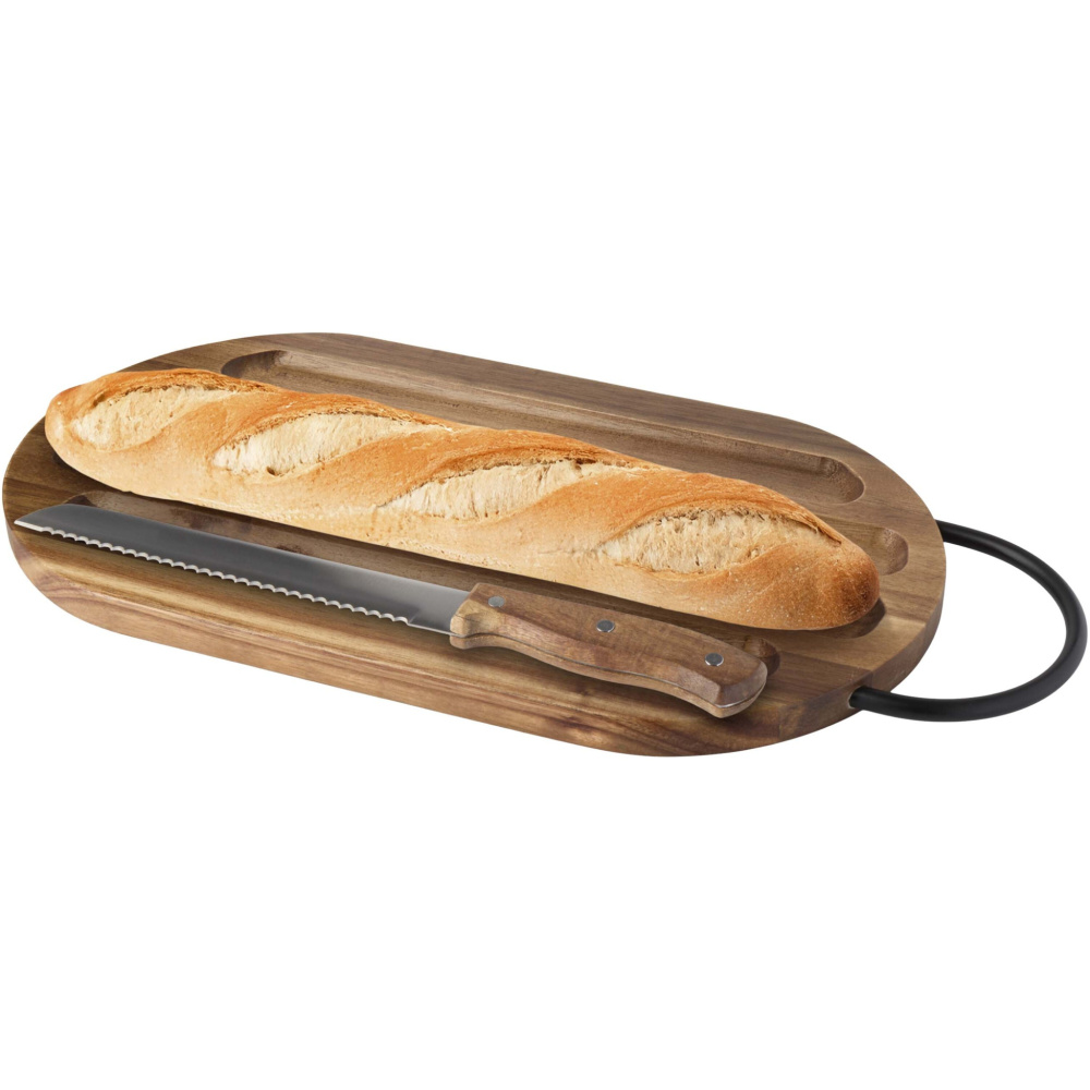 Logotrade promotional giveaway picture of: Prestige acacia wood chopping board with bread knife
