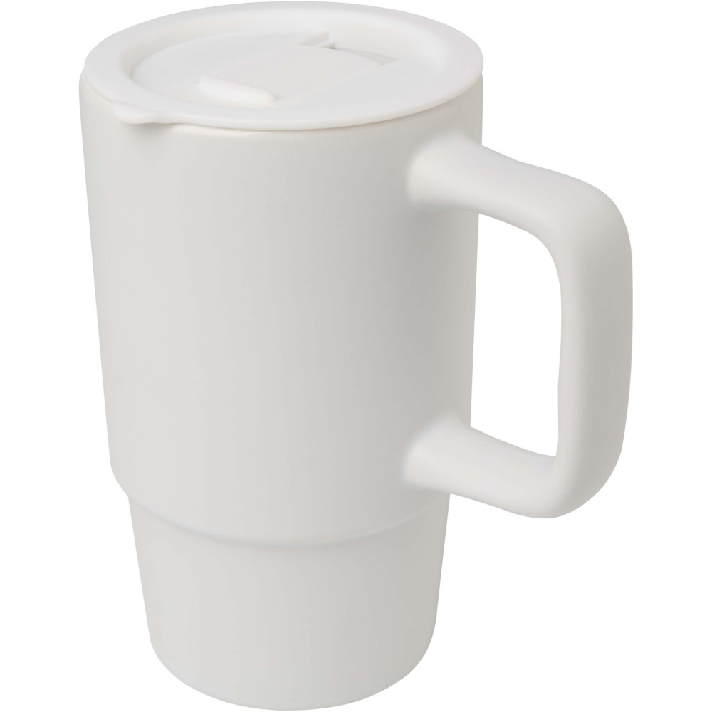 Logo trade promotional gift photo of: Carter 450 ml ceramic mug with plastic lid