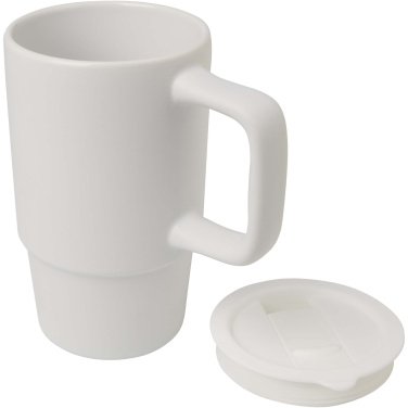 Logo trade business gift photo of: Carter 450 ml ceramic mug with plastic lid