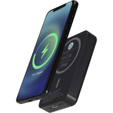 Logo trade advertising product photo of: Acrab 10.000 mAh 15W magnetic wireless power bank with 20W PD - made from recycled plastic