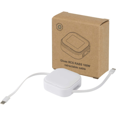 Logo trade promotional merchandise picture of: Gloas 5-in-1 recycled retractable data sync and 100W fast charge cable with smartphone tool kit