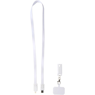 Logo trade promotional giveaways picture of: Franz recycled plastic smartphone lanyard with built-in data sync and 65W fast charge 5-in-1 cable