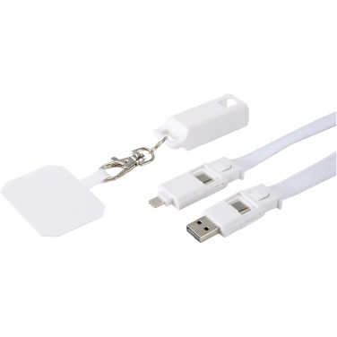 Logotrade business gifts photo of: Franz recycled plastic smartphone lanyard with built-in data sync and 65W fast charge 5-in-1 cable