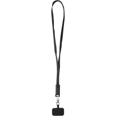 Logotrade business gifts photo of: Franz recycled plastic smartphone lanyard with built-in data sync and 65W fast charge 5-in-1 cable