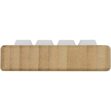 Logo trade business gifts image of: Algol recycled plastic phone stand and fidget toy with bamboo details