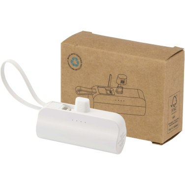 Logotrade promotional merchandise picture of: Alnair 5000 mAh 10W recycled plastic Type-C power bank with built-in flip stand and 2-in-1 cable