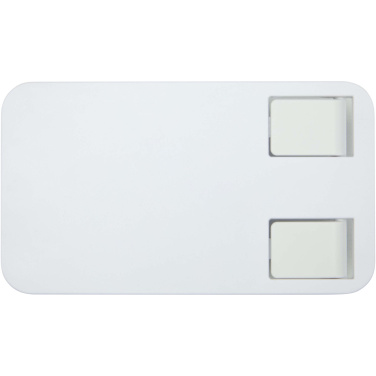 Logotrade promotional giveaway image of: Alhena recycled plastic foldeable phone holder with metal desk stand