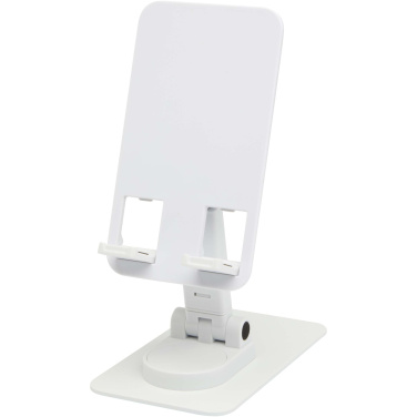 Logo trade promotional gifts picture of: Alhena recycled plastic foldeable phone holder with metal desk stand