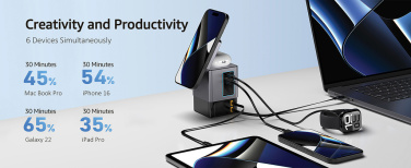 Logo trade promotional items image of: Urban Vitamin Sacramento 105W GAN charger+retractable cables