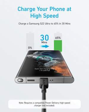Logo trade advertising products image of: Anker USB-C to USB-C Cable 1.8 metre 60W