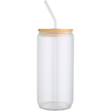 Logo trade promotional products image of: Mirage 500 ml single-walled borosilicate glass jar with bamboo lid
