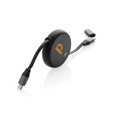 Logotrade corporate gift image of: Terra RCS recycled aluminium retractable 240W 2-in-1 cable