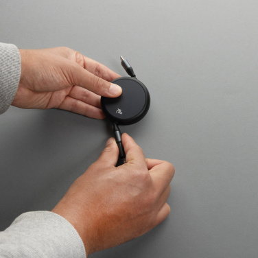 Logotrade promotional gift image of: Terra RCS recycled aluminium retractable 240W 2-in-1 cable