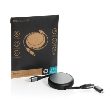 Logotrade promotional gifts photo of: Terra RCS recycled aluminium retractable 240W 2-in-1 cable