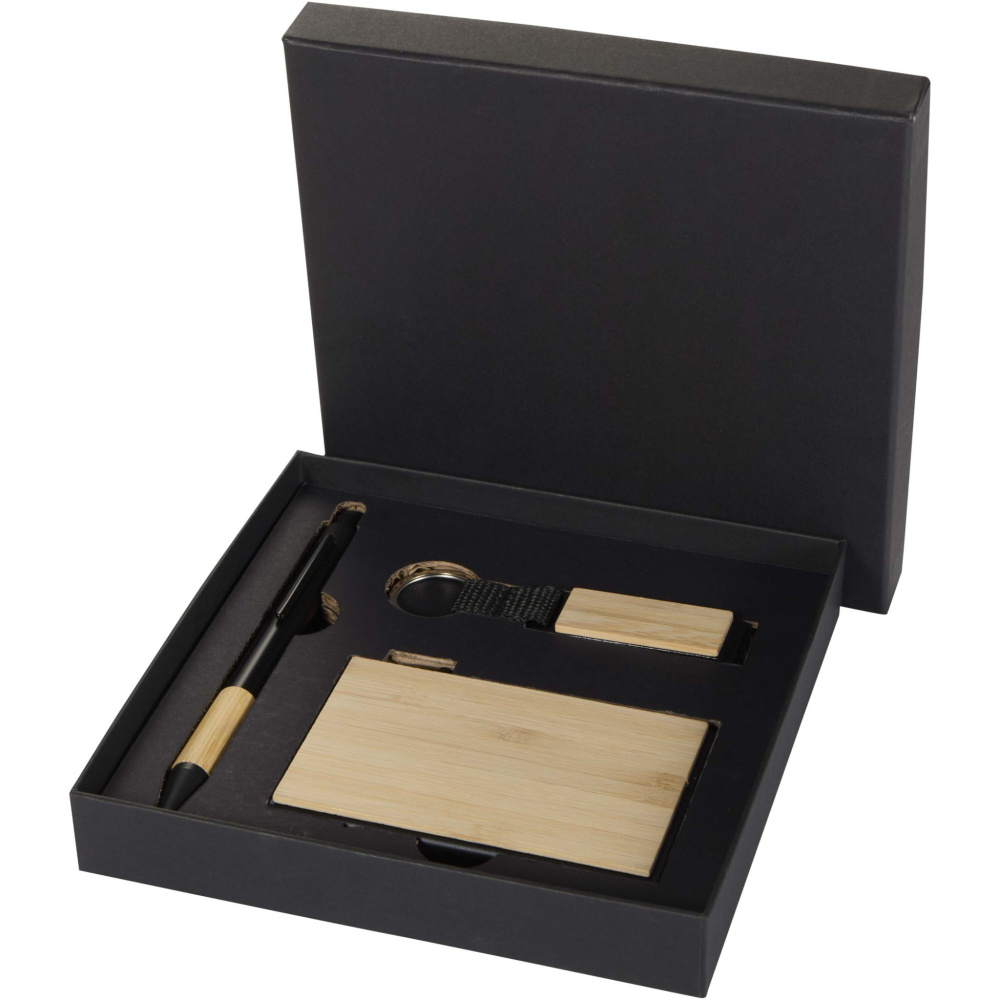 Logotrade promotional products photo of: Minka RCS recycled aluminium ballpoint pen, keychain and RFID card holder gift set