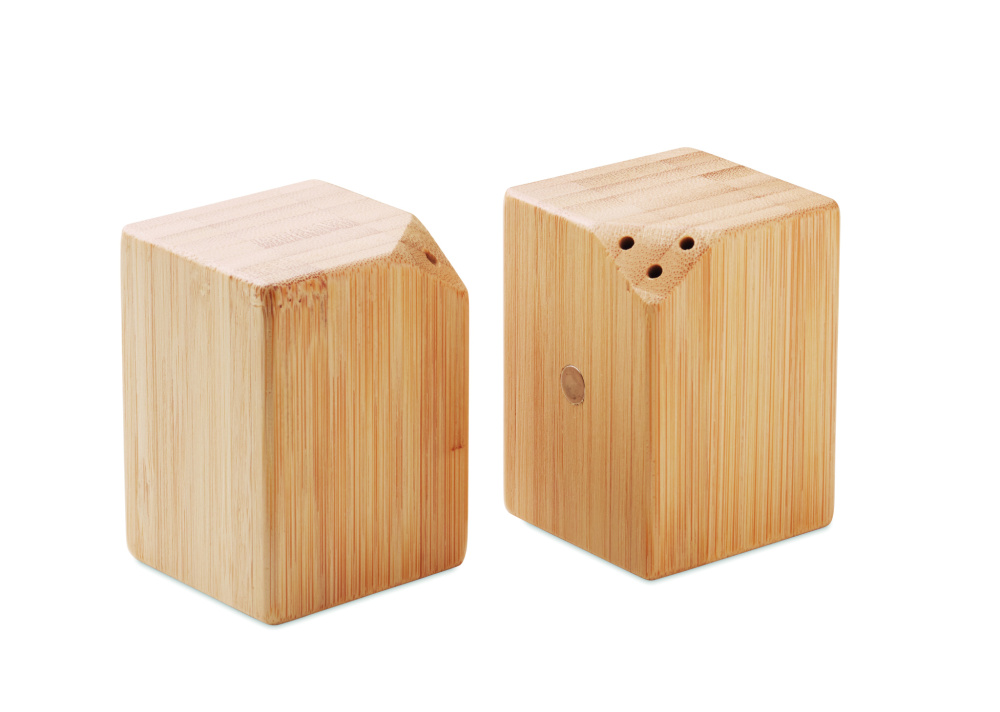 Logo trade promotional merchandise photo of: Bamboo salt & pepper set