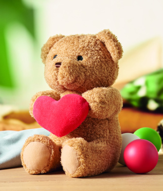 Logo trade promotional items image of: Teddy bear with heart 23cm