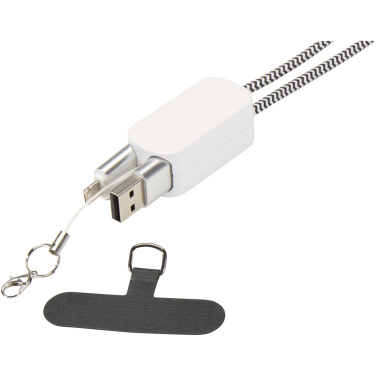 Logo trade promotional giveaways picture of: Anser recycled plastic smartphone lanyard with 27W 5-in-1 built-in cable