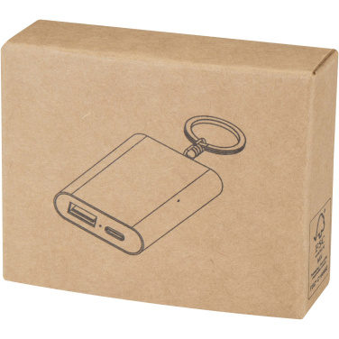 Logo trade promotional merchandise picture of: Arcturus 2000 mAh recycled aluminium power bank with keychain