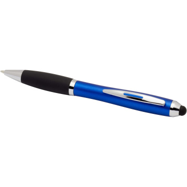 Logo trade promotional products picture of: Nash RCS recycled plastic stylus ballpoint pen with coloured barrel and black grip (blue ink)