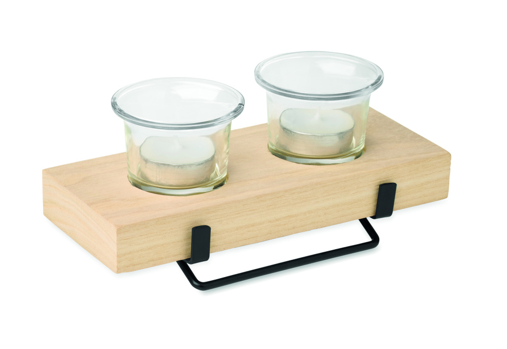 Logo trade promotional gifts image of: Tea light holder set with stand