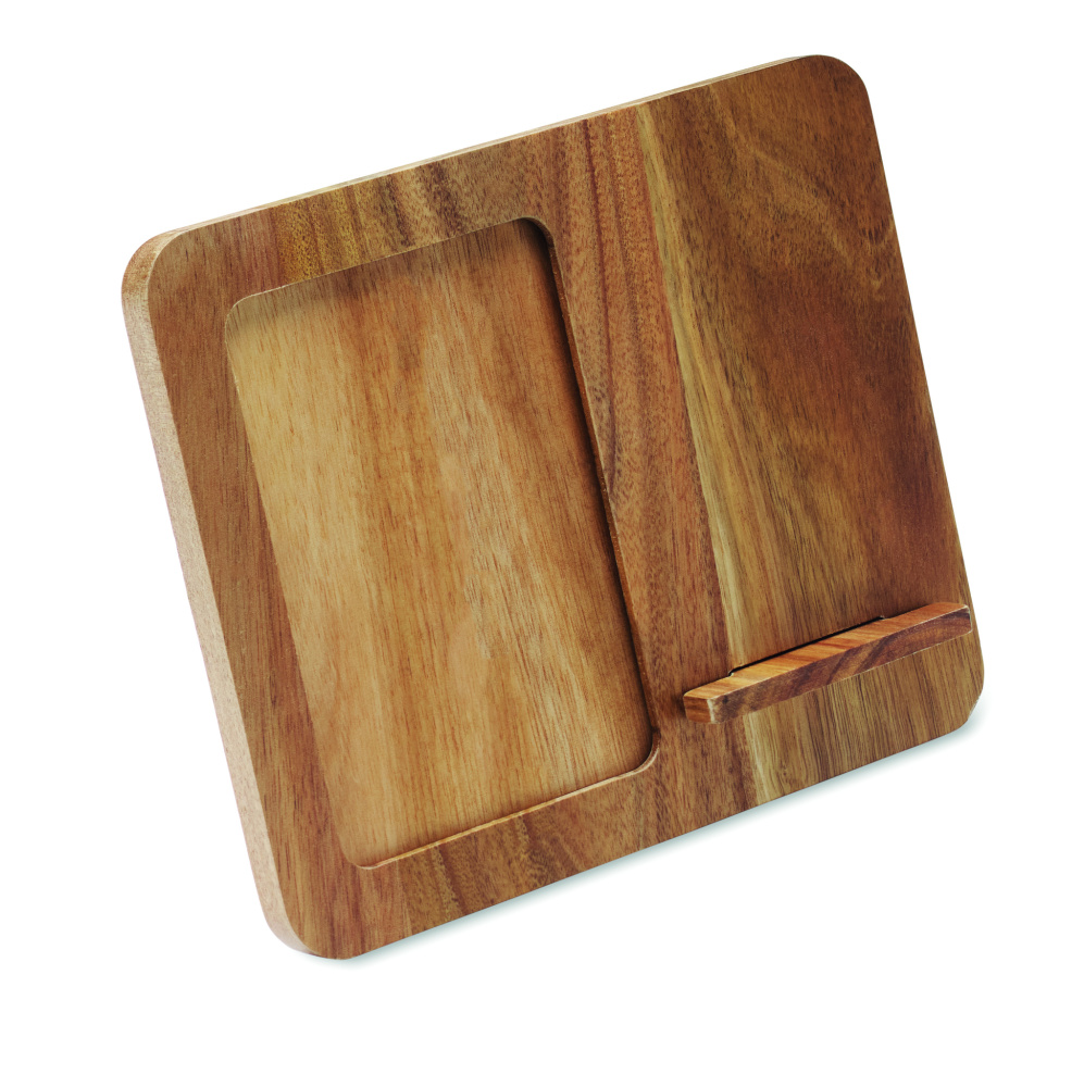 Logotrade promotional item picture of: Acacia frame & charger 15W