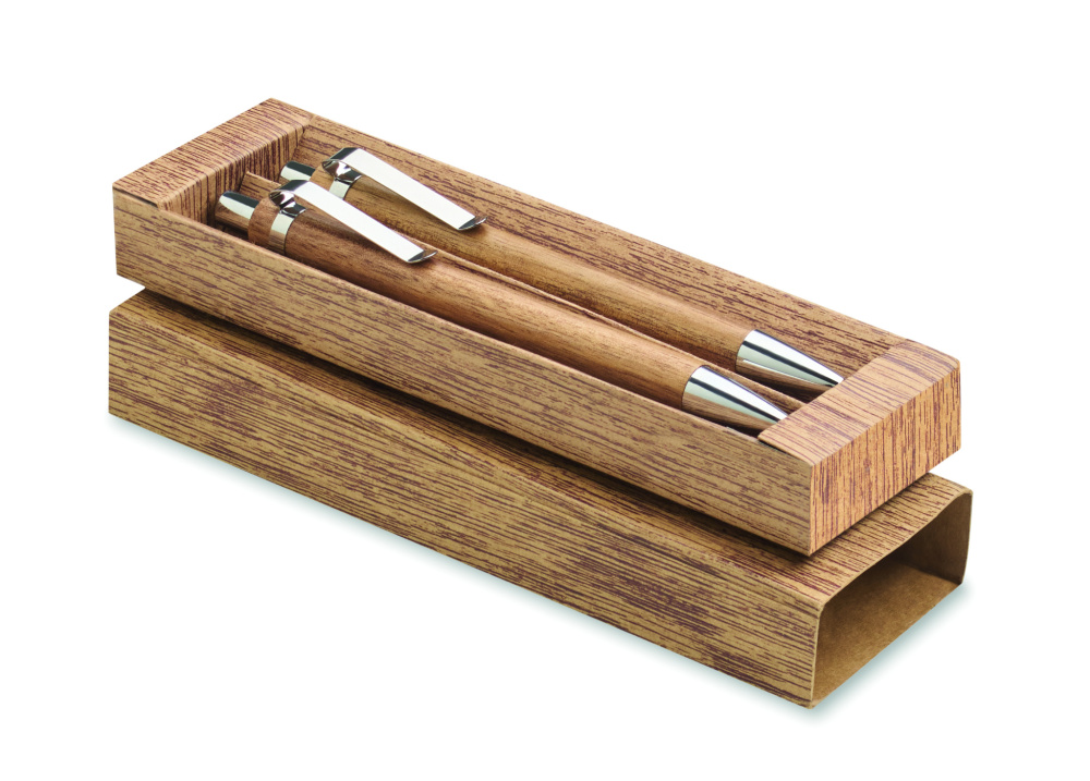 Logotrade corporate gift picture of: Acacia wood pen and pencil set