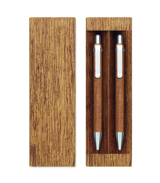 Logo trade advertising products picture of: Acacia wood pen and pencil set
